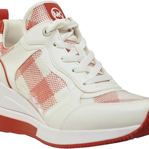 Michael Kors Crista Trainer Sequin Gingham Lace Up Sneakers - Picture 1 of 7